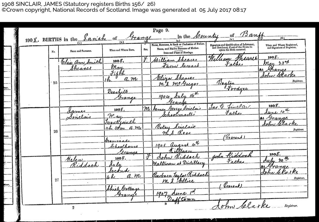 James Sinclair birth 1908