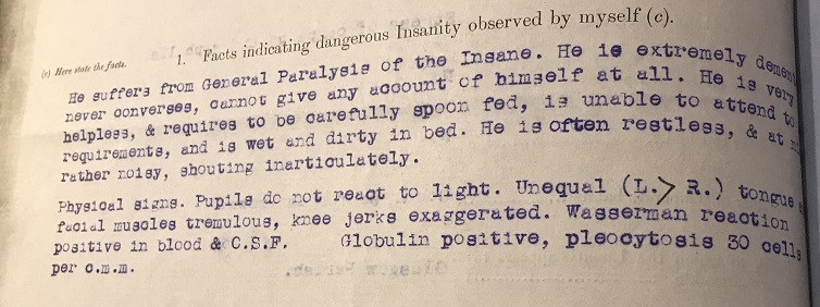 asylum general paralysis of the insane