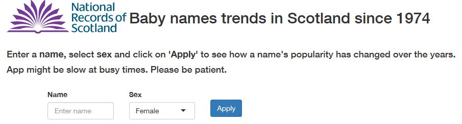 National Records of Scotland's Baby Names web app