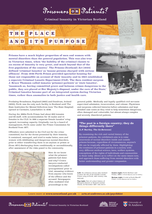 Introduction and Conclusion Panel from 'Prisoners or Patients? Criminal Insanity in Victorian Scotland' exhibition