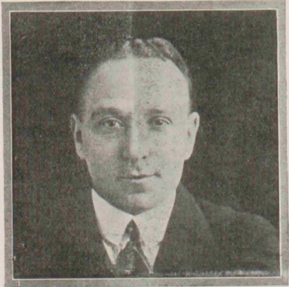 Newspaper clipping featuring a black and white portrait of Arthur Clavering